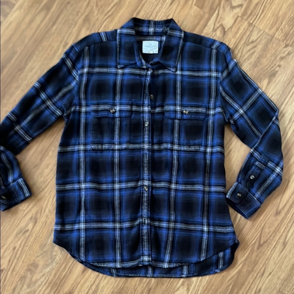 American Eagles Flannel Shirt Top Button Down Size Medium M